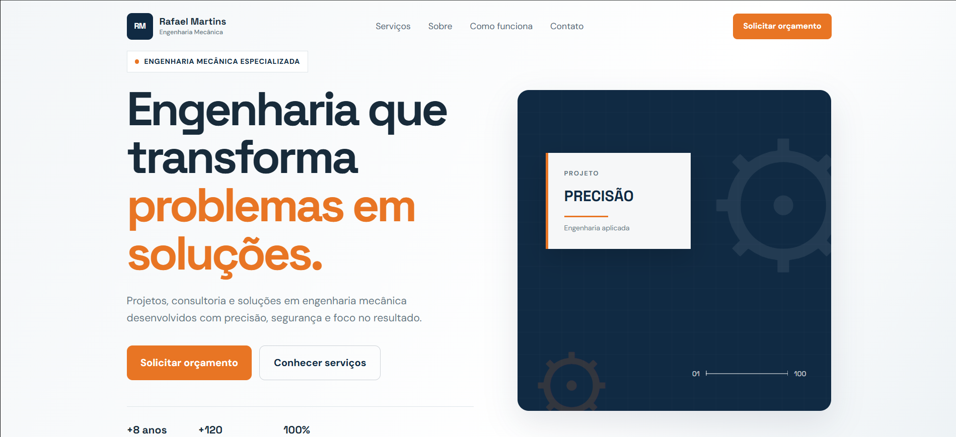 Página do projeto Martins Engenheiro